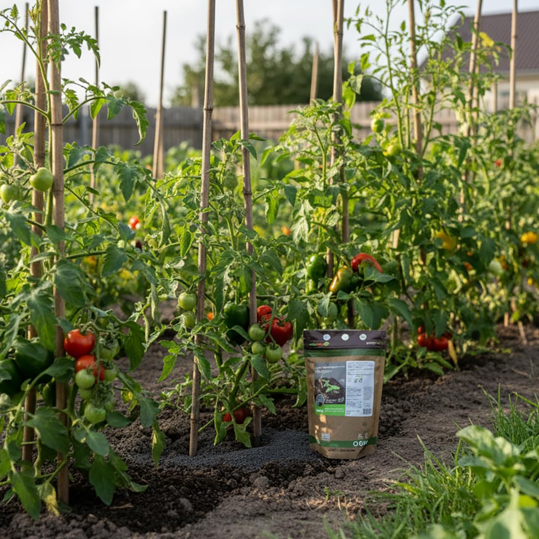 Farine de roche. Poussière de basalte 3 Aplicación de harina de roca en tomates