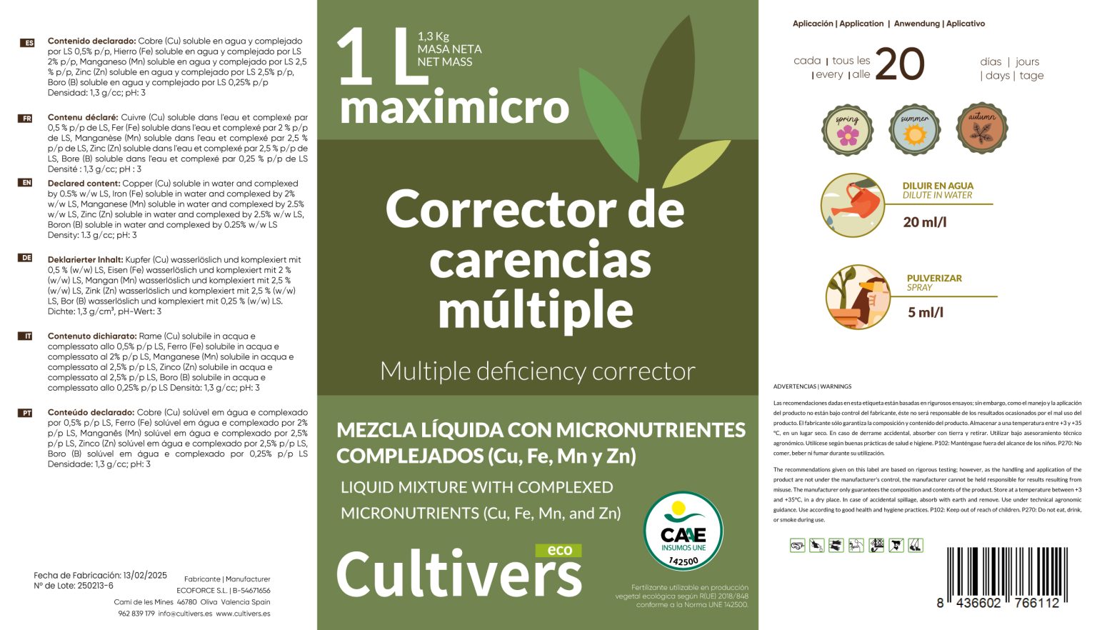 Corrector de Carencias Múltiple Líquido 2 Corrector de Carencias Múltiple Líquido - Imagen 2